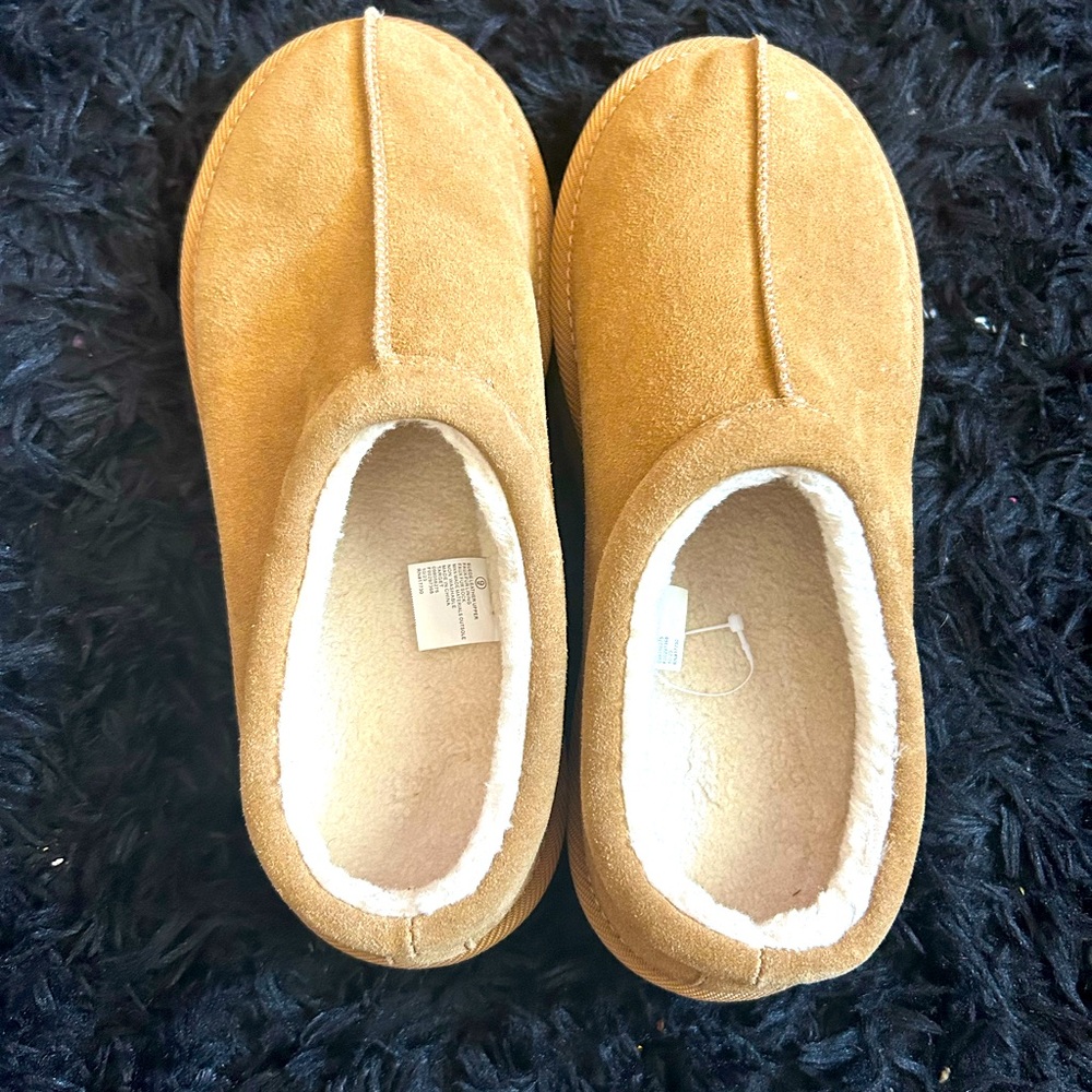 Target brand camel color slippers; Women’s size 9